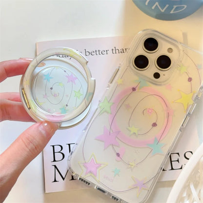 【スターシリーズ】キラキラ星柄 リング付き 透明スマホケース｜iPhone対応 #250907