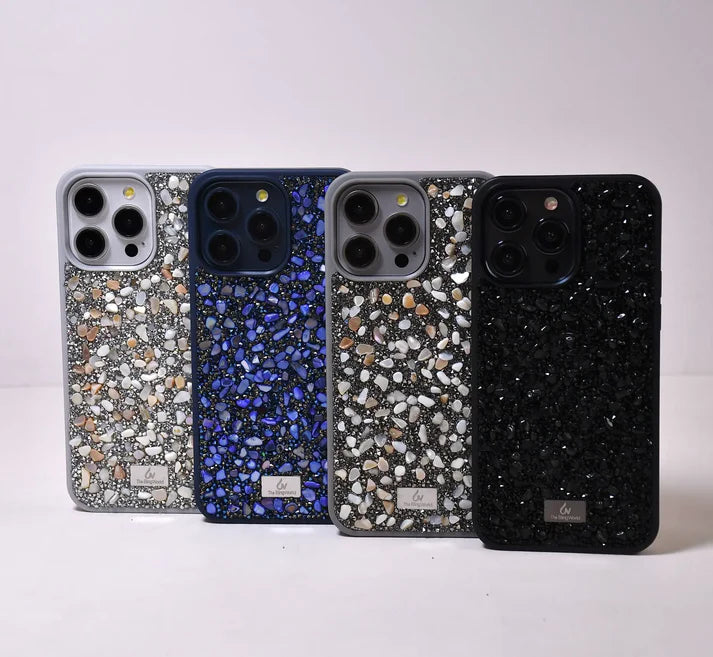 【キラキラビジューシリーズ】ミックスストーン グリッター  デコ スマホケース｜iPhone対応 #260119