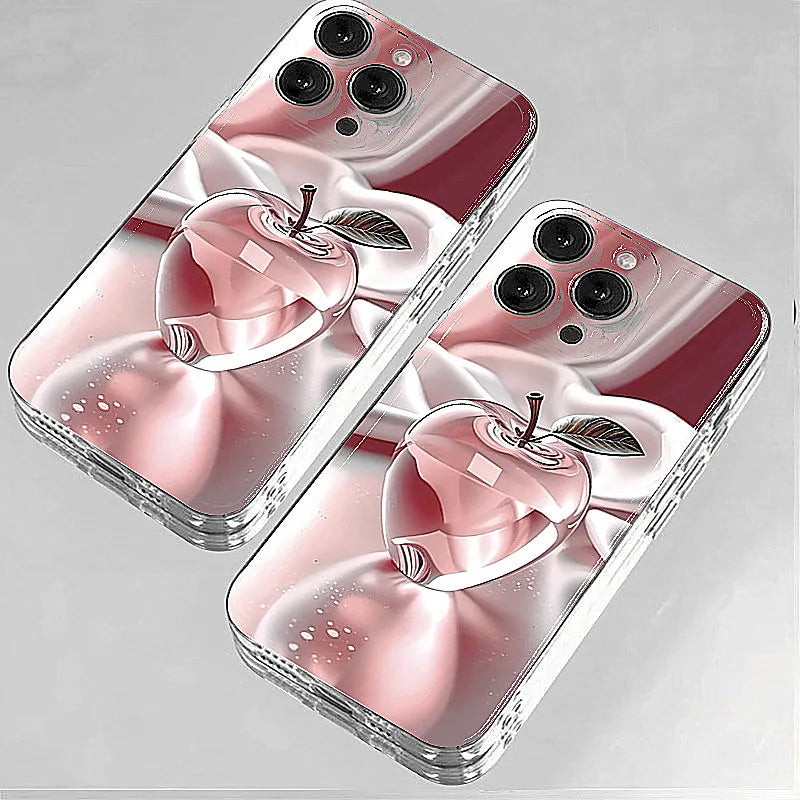 【フルーツシリーズ】チェリー＆アップル ホログラム スマホケース｜iPhone対応 #250910