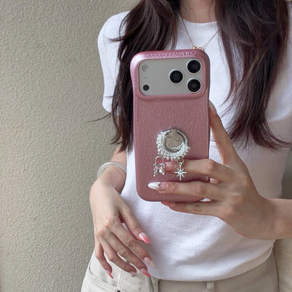 チャーム パール リング付き iPhoneケース｜レザー調・アクセサリー風 ＃230731