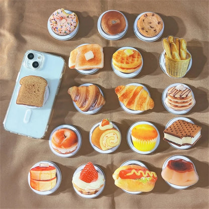 【スマホグリップ】ベーカリーパン クロワッサン ホットケーキ デザイン | Magnet対応 #241108
