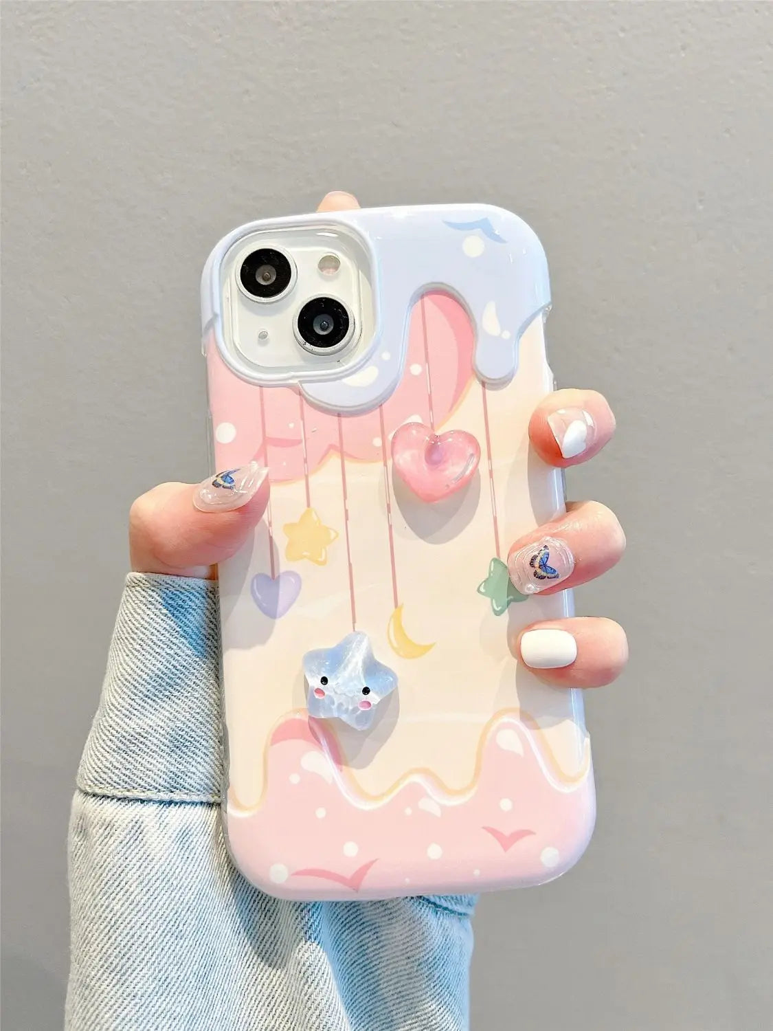 【パステルカラー】とろけるミルキーデザイン ボールストラップ付き スマホケース｜iPhone対応 #251004