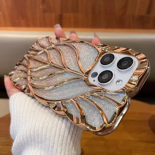 【クリスタルリーフ】立体エンボス リーフデザイン スマホケース｜iPhone対応