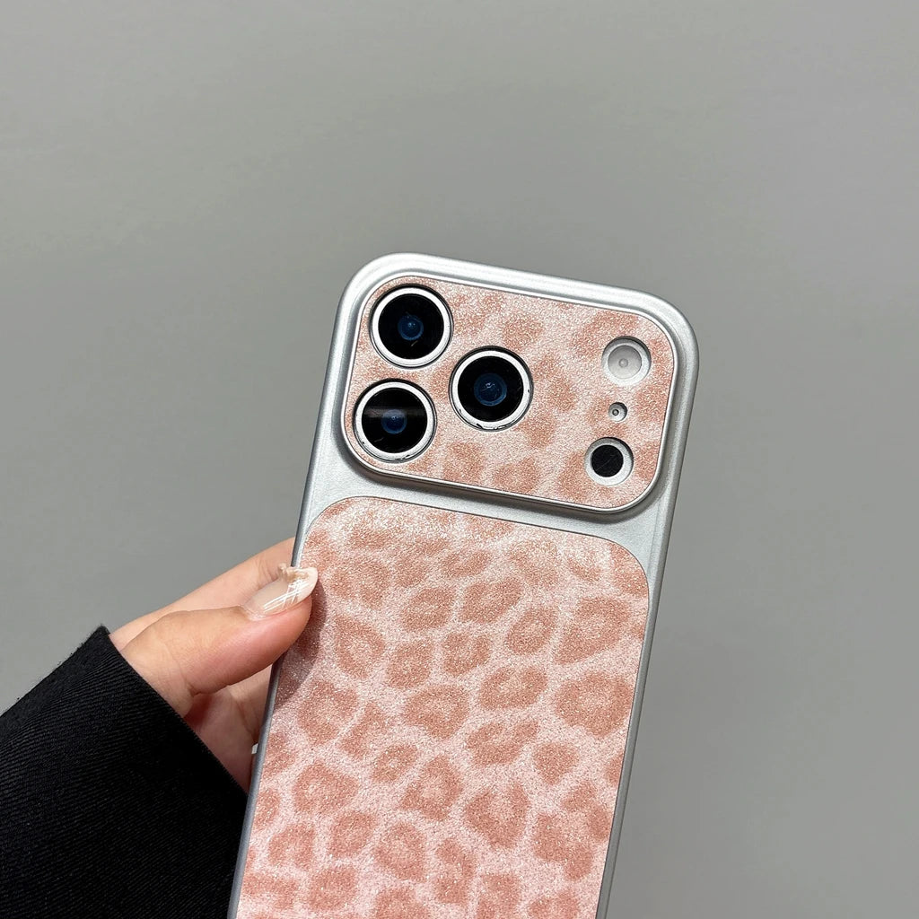 【アニマルムード】ピンク ブラウン レオパード ヒョウ柄 ストラップ付き スマホケース｜iPhone対応 #240710