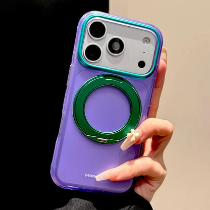 ネオン パステル バイカラー iPhoneケース｜360度回転 リングスタンド付き・ポップカラー #230912