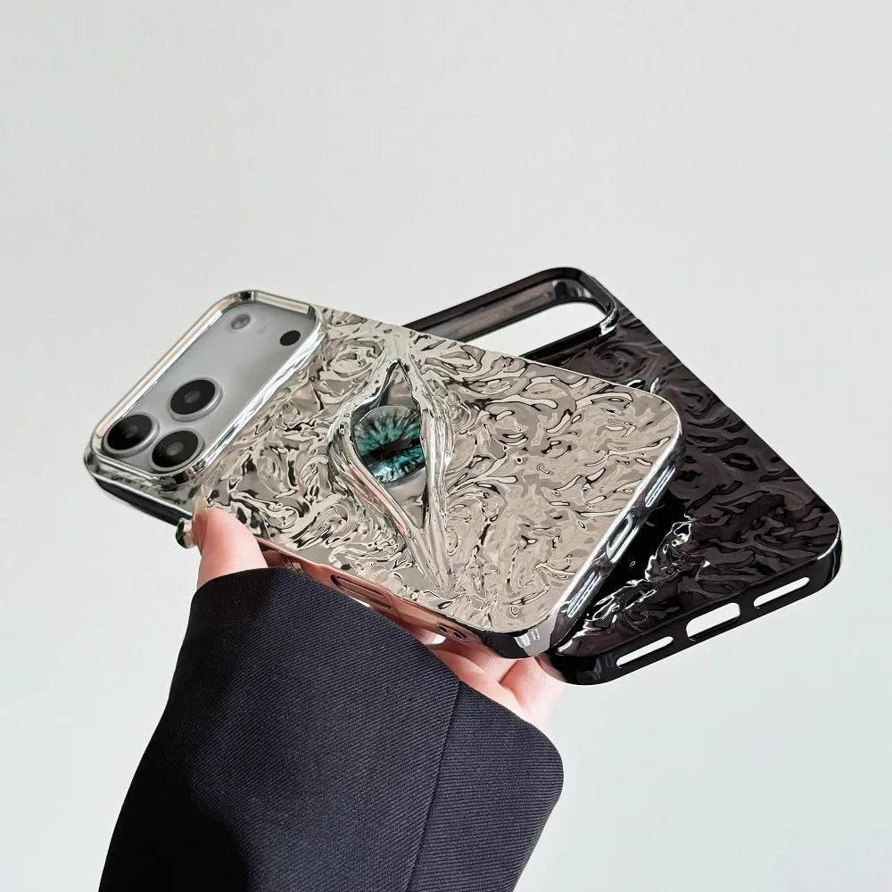 【ミスティックアイ】マーブルメタル × アイモチーフ スマホケース｜iPhone対応 #240809