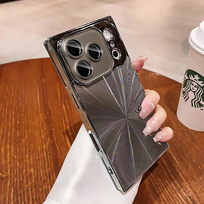 スクエアシリーズ メタリックデザイン iPhoneケース｜シャープライン・ミラー風仕上げ #240408