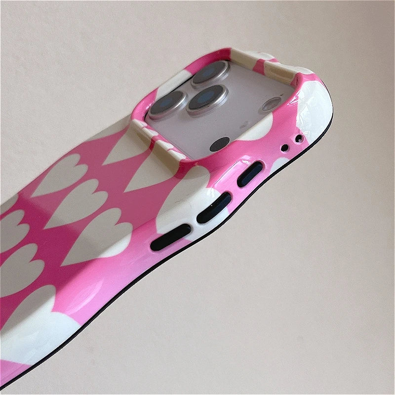 ウェーブフレーム ポップハート カラフル iPhoneケース #260606