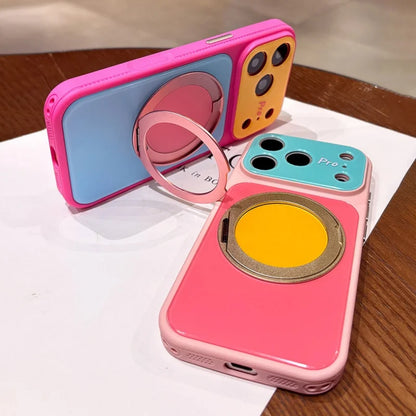 【バイカラー】リングスタンド Magnet内蔵 iPhoneケース｜ドーパミンカラー・韓国っぽ PCA #261281