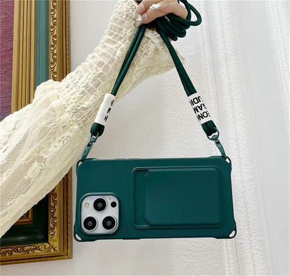 【ネオンストラップカード】カードポケット×ショルダーストラップ スマホケース｜iPhone対応 #240805