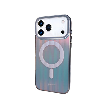 【Magnet内蔵】クリアネオンカラー  透明グラデ ストライプ  スマホケース｜iPhone対応 #250106