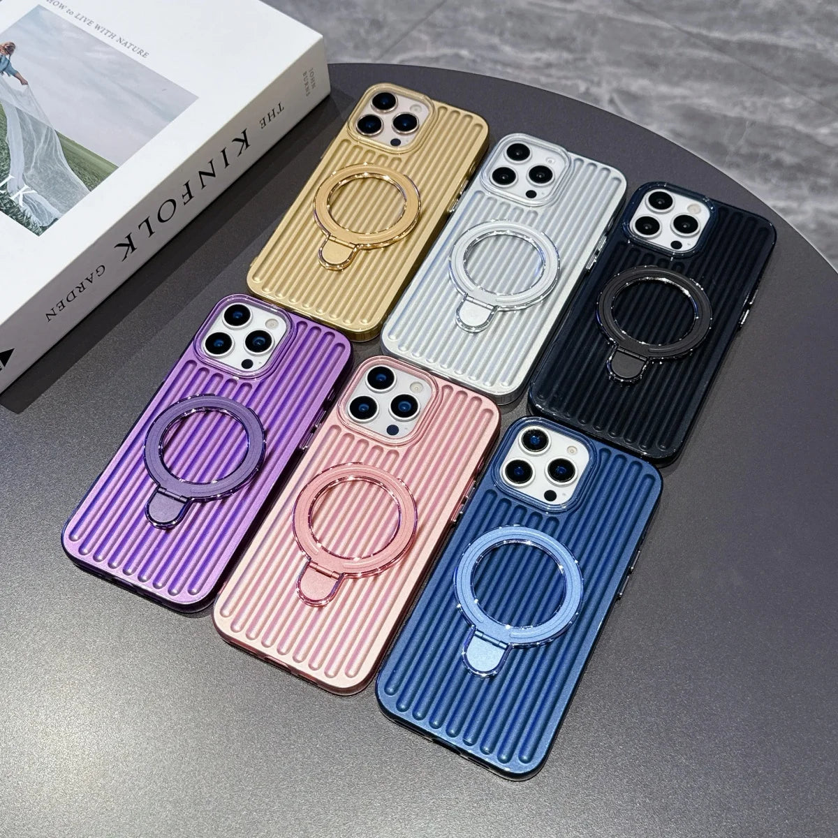 縦ライン ストライプ Magnet内蔵 リング付き iPhoneケース｜iPhone対応 #260524