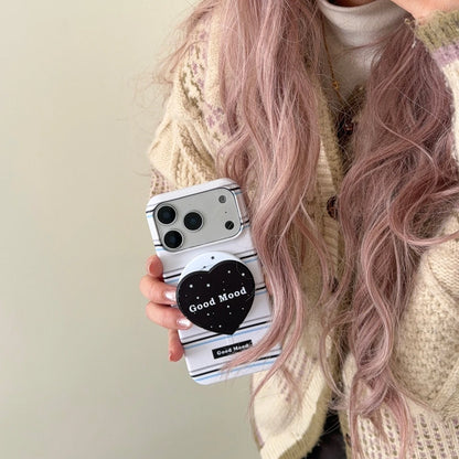 ハートグリップ Magnet内蔵 ボーダー iPhoneケース #240504