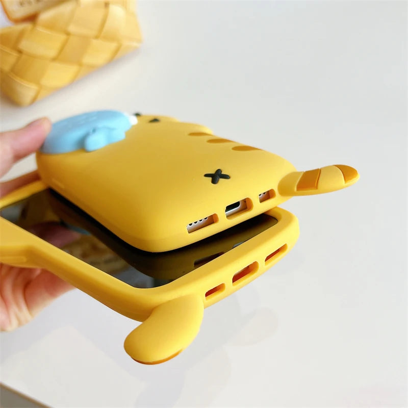 【お魚くわえたネコ】3D シリコン iPhoneケース｜カメラカバー・ゆるかわ アニマル PCA #261295