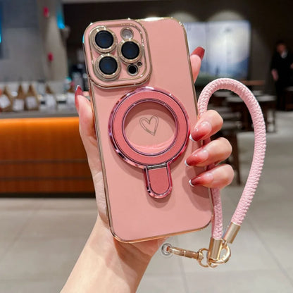 ワンポイントハート リング＆ストラップ付き iPhoneケース #231220