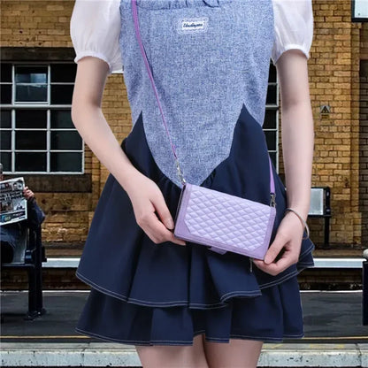 【ブックスタイル】キルティング レザー 手帳型 ウォレット iPhoneケース｜ショルダーストラップ付き #240127