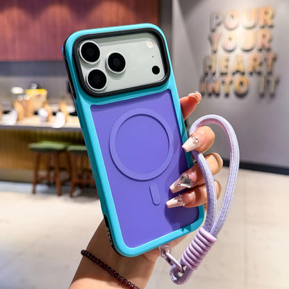 【ハンドストラップ付き】バイカラー マグネット内蔵 iPhoneケース（全5色） カジュアル・スポーティー PCA #261181