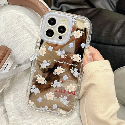 【ミラーデザイン】パープルフラワー 小花柄 デザイン スマホケース｜iPhone対応 #250626