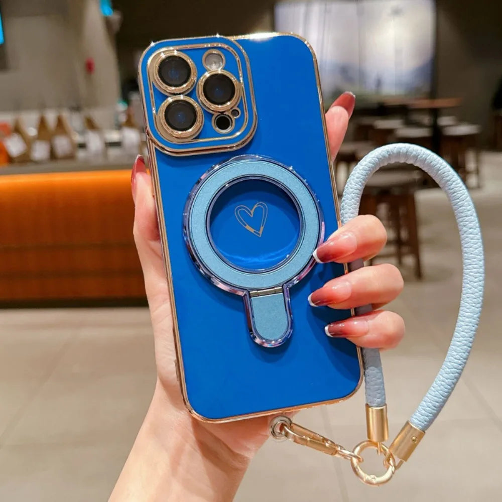 ワンポイントハート リング＆ストラップ付き iPhoneケース #231220