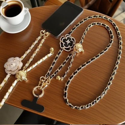【ストラップ】フラワーモチーフ チェーンショルダーストラップ (全5色) 花デザイン・首掛けストラップ #261240