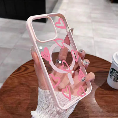 ハートドローイング クリア iPhoneケース｜Magnet内蔵 ソフトTPU #240222