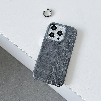 クロコ型押し iPhoneケース｜レザー調・シンプルデザイン #260106