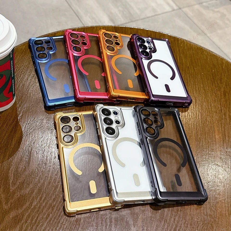 【Galaxy対応】マグネット内蔵 マット加工 耐衝撃ケース 全7色 おしゃれ スマホケース #261101