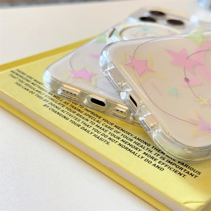 【スターシリーズ】キラキラ星柄 リング付き 透明スマホケース｜iPhone対応 #250907