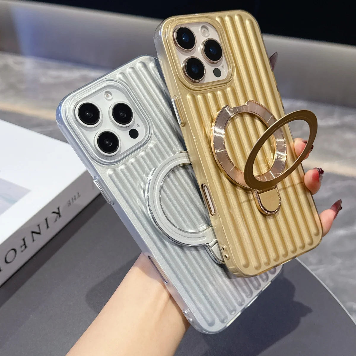 縦ライン ストライプ Magnet内蔵 リング付き iPhoneケース｜iPhone対応 #260524
