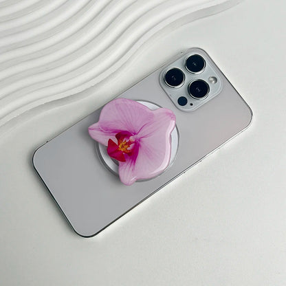 【スマホグリップ】オーキッドフラワー 蘭の花 ポップソケット｜Magnet対応 #241031