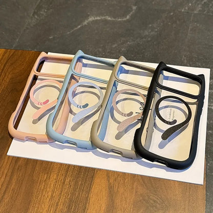 【猫耳シリーズ】Magnet内蔵 しっぽデザイン カラーフレーム iPhoneケース #240215