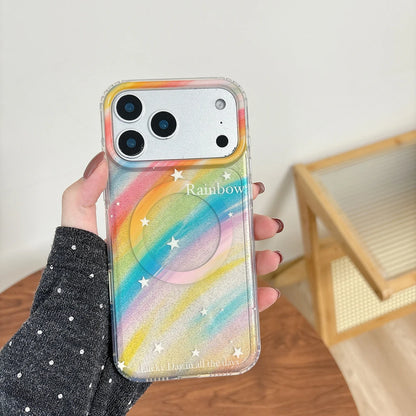 【Magnet内蔵】ドリーミーグラデーション きらめき スター クリアスマホケース｜iPhone対応 #241025