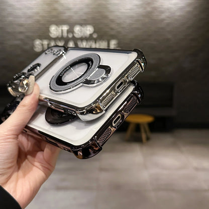 【クリアシリーズ】折りたたみ マグネットリングスタンド付き 高透明デザイン クリア スマホケース｜iPhone対応 #251126