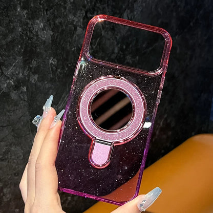 バイカラー クリアグラデーション Magnet内蔵 iPhoneケース｜ミラー リンググリップ #230727