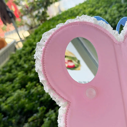 【ブックスタイル】もこもこ ちょうちょモチーフ 手帳型 ぬいぐるみ風 iPhoneケース #240610