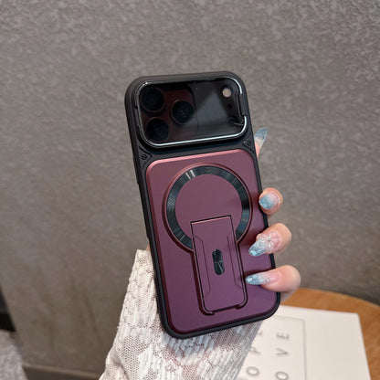 マグネット内蔵 折りたたみリングスタンド付き iPhoneケース (全7色) メタリック・アクセント #261217