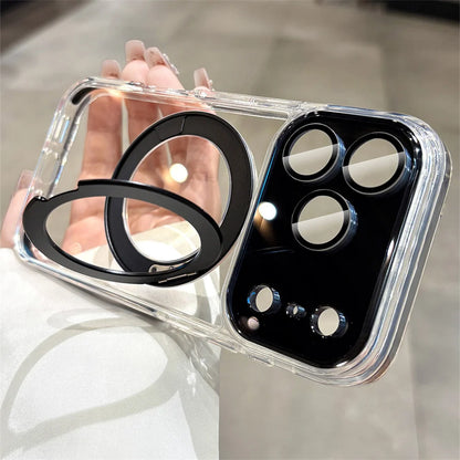 【折りたたみリングスタンド付き】クリア × カラーバンパー ストラップ付き スマホケース｜iPhone対応 #241218