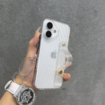 【ネオンシリーズ】イエローライン ハンドル付き 半透明 クリアスマホケース｜iPhone対応 #251013