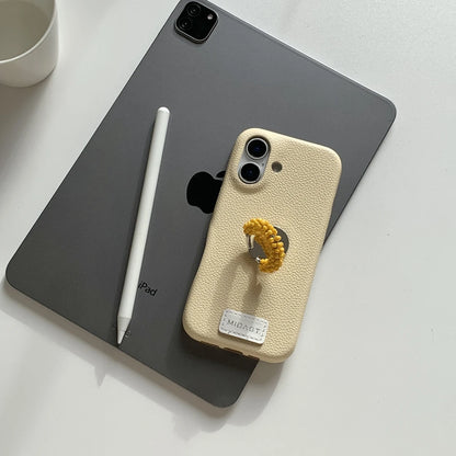 【レザー調】カラー ビーズ リング スタンド付き スマホケース｜iPhone対応 #250421