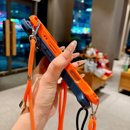 タフデザイン ロングストラップ付 耐衝撃 Magnet内蔵 クリア iPhoneケース #231109