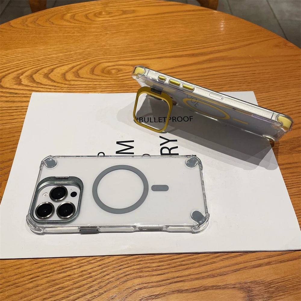 【Magnet内蔵】クリアフレーム リングスタンド デザイン ケース｜iPhone対応 #260124