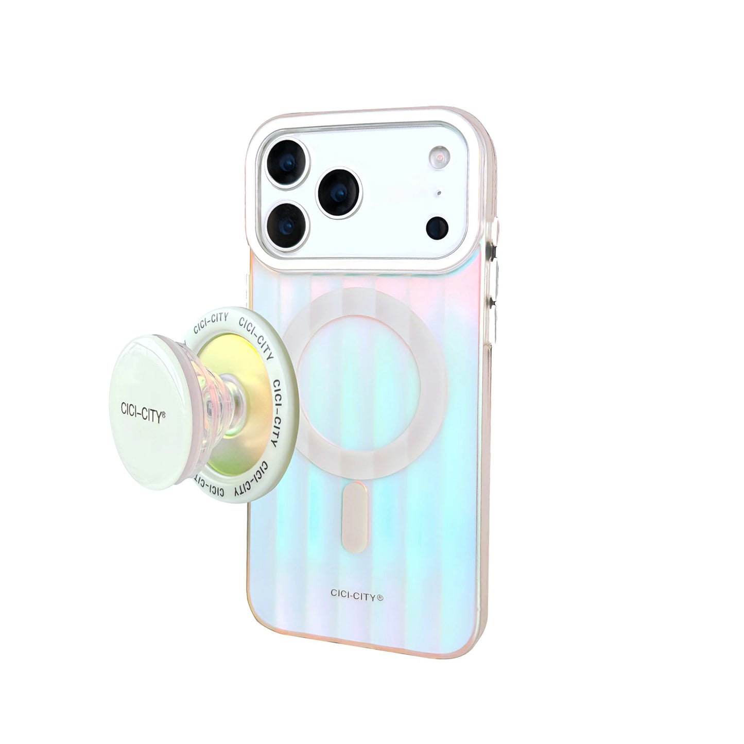 【Magsafe対応】クリアネオンカラー  透明グラデ ストライプ  スマホケース｜iPhone対応 #250106