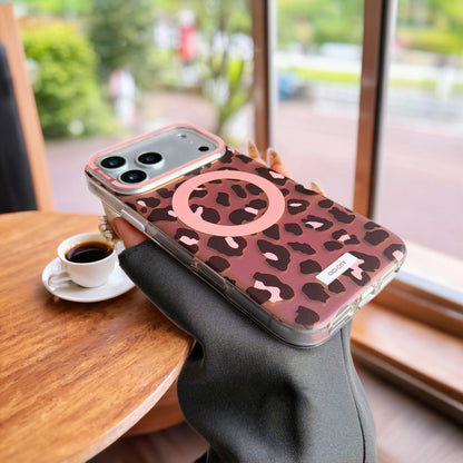 【Magnet内蔵】クリア×グラデーション レオパード ボーダー クリアケース｜iPhone対応 #241121