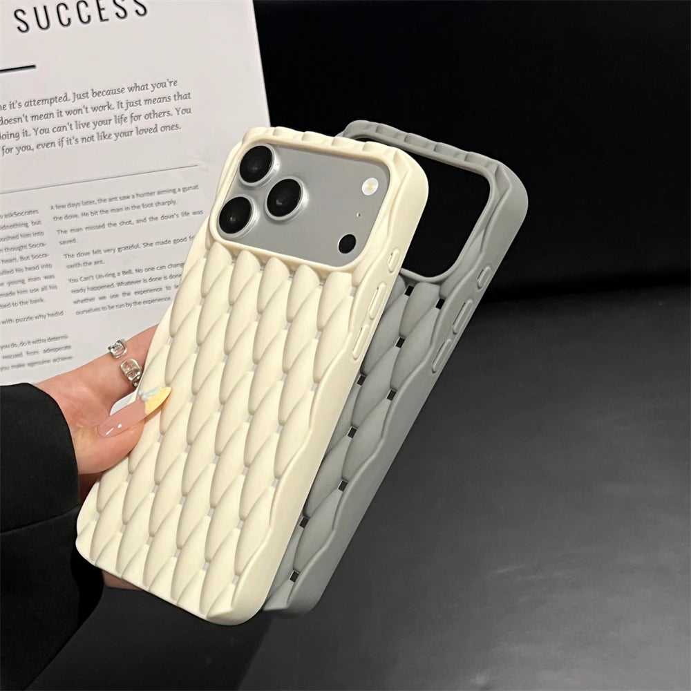 立体編み込みテクスチャー マットカラー iPhoneケース｜スポーティ #260041