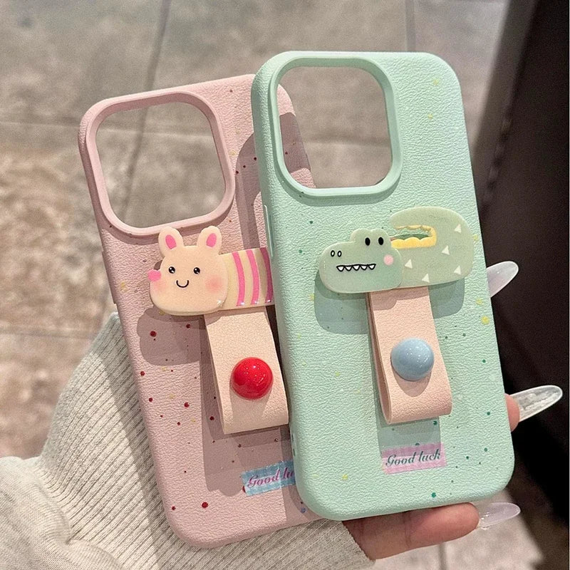キャラクターベルト付き iPhoneケース｜動物・パステル・可愛い #261060