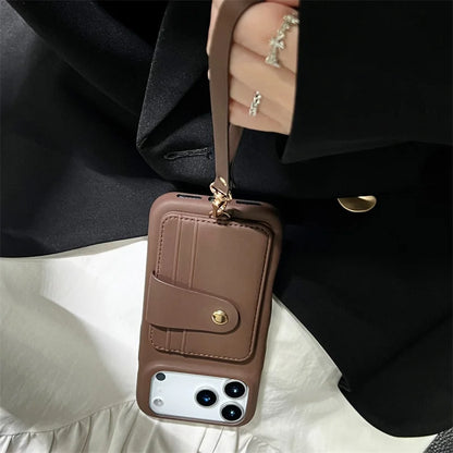 【カードポケットストラップ】多機能 PUレザー調 スマホケース｜iPhone対応 #250317