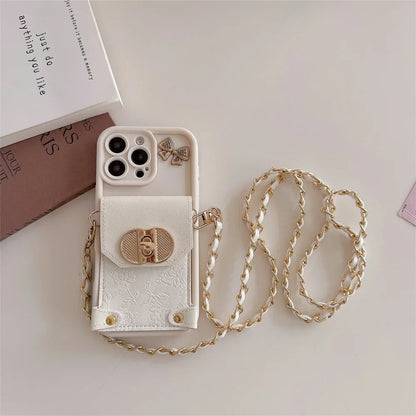 【チェーンポーチシリーズ】リボンチャーム付き ストラップ付属 スマホケース｜iPhone対応 #251213