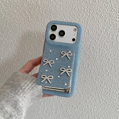 フラワーデコ パール・上品ガーリー フリップミラー付き iPhoneケース #231105