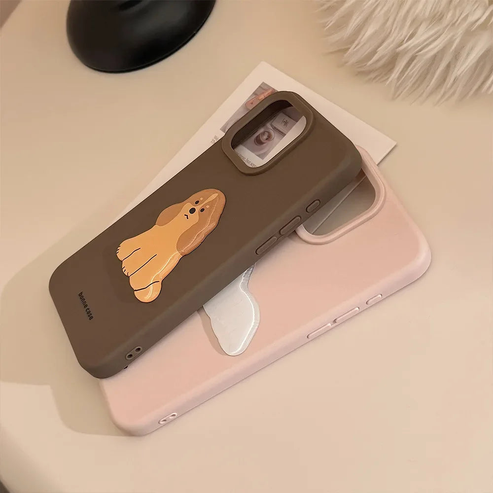 【ボヌールドッグ】くすみパステル×わんこモチーフ スマホケース｜iPhone対応 #250220