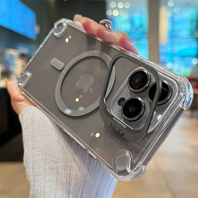 【Magnet内蔵】クリアフレーム リングスタンド デザイン ケース｜iPhone対応 #260124